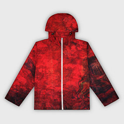 Ветровка с капюшоном женская Абстракция - red shabby wall, цвет: 3D-белый