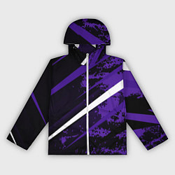 Ветровка с капюшоном женская Color black purple line, цвет: 3D-белый