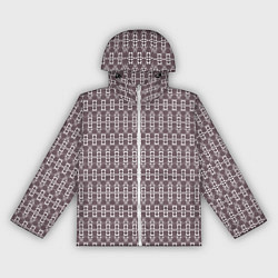 Ветровка с капюшоном женская Геометрический узор какао с молоком, цвет: 3D-белый