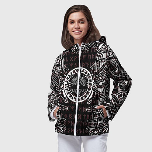 Женская ветровка Дерево жизни и древние руны / 3D-Белый – фото 3