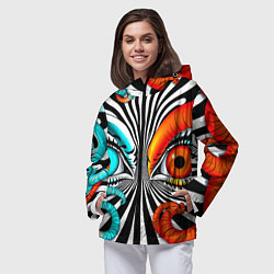 Ветровка с капюшоном женская Глаз и щупальца, цвет: 3D-черный — фото 2