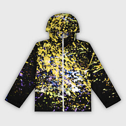 Ветровка с капюшоном женская Желто синяя краска на черном, цвет: 3D-белый