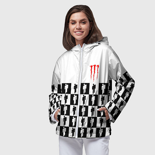 Женская ветровка Monster energy pattern / 3D-Белый – фото 3