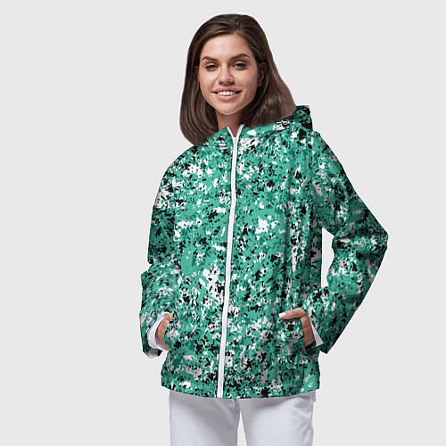 Женская ветровка Бирюзовый с чёрно-белыми пятнами / 3D-Белый – фото 3