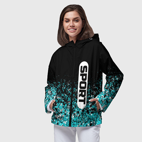 Женская ветровка Sport чёрно-голубой пятнистый / 3D-Черный – фото 3