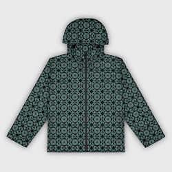 Ветровка с капюшоном женская Чёрный с синим узором патерн, цвет: 3D-черный