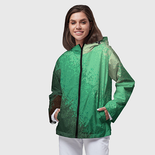 Женская ветровка Градиент текстурный зелёный / 3D-Черный – фото 3