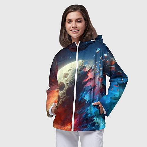 Женская ветровка Разрыв космического тела - нейроарт / 3D-Белый – фото 3