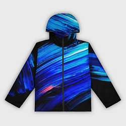 Ветровка с капюшоном женская Синии кисти краски на черном, цвет: 3D-черный