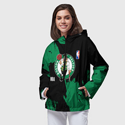 Ветровка с капюшоном женская Бостон Селтикс баскетбольный клуб, цвет: 3D-черный — фото 2