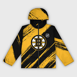 Ветровка с капюшоном женская Бостон Брюинз - брызги краски, цвет: 3D-черный