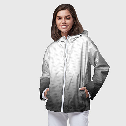 Женская ветровка Из белого в чёрный градиент с точками / 3D-Белый – фото 3