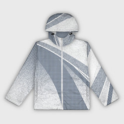 Ветровка с капюшоном женская Светлый серо-голубой текстурированный с полосой, цвет: 3D-белый
