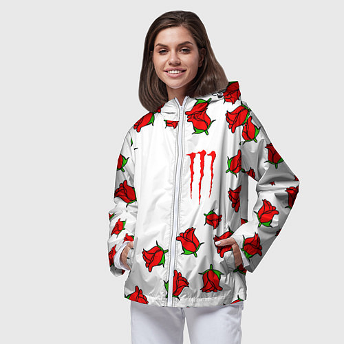 Женская ветровка Monster energy steel rose / 3D-Белый – фото 3