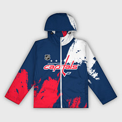 Ветровка с капюшоном женская Вашингтон Кэпиталз - брызги красок, цвет: 3D-белый