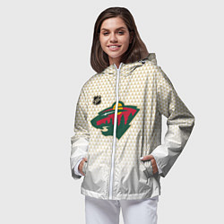 Ветровка с капюшоном женская Миннесота Уайлд - белый градиент, цвет: 3D-белый — фото 2