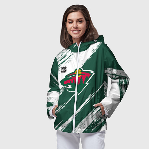 Женская ветровка Миннесота Уайлд - зеленый и белый / 3D-Белый – фото 3