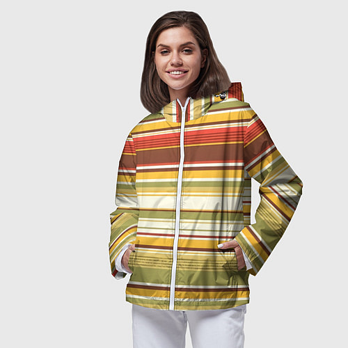 Женская ветровка Горизонтальные полосы / 3D-Белый – фото 3