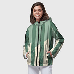Ветровка с капюшоном женская Зеленые полосы, цвет: 3D-черный — фото 2