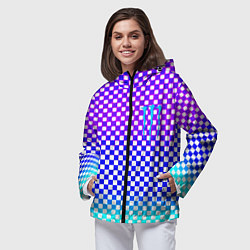 Ветровка с капюшоном женская Monster шахматная клетка градиент, цвет: 3D-черный — фото 2