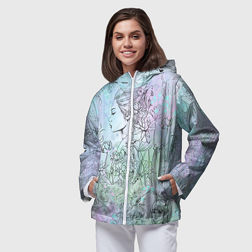 Женская ветровка Скетч японские дорамы / 3D-Белый – фото 3