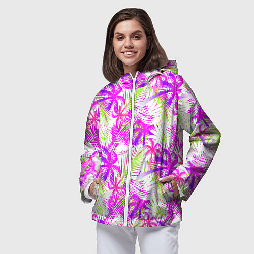 Женская ветровка Palm tree pink / 3D-Белый – фото 3