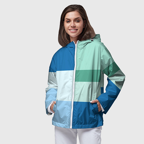 Женская ветровка Мятное небо колор-блок / 3D-Белый – фото 3
