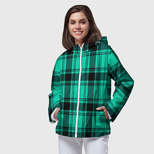 Женская ветровка Checkered turquoise / 3D-Белый – фото 3