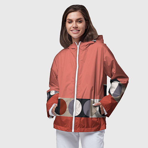 Женская ветровка Луна Малевича розовый томат / 3D-Белый – фото 3