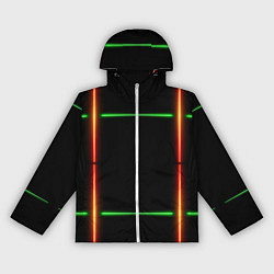 Ветровка с капюшоном женская Color black green orange lines, цвет: 3D-белый
