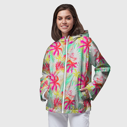 Женская ветровка Palm yellow pink / 3D-Белый – фото 3