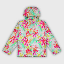 Ветровка с капюшоном женская Palm yellow pink, цвет: 3D-белый