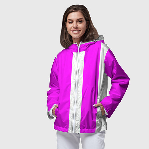 Женская ветровка Color white pink line / 3D-Белый – фото 3