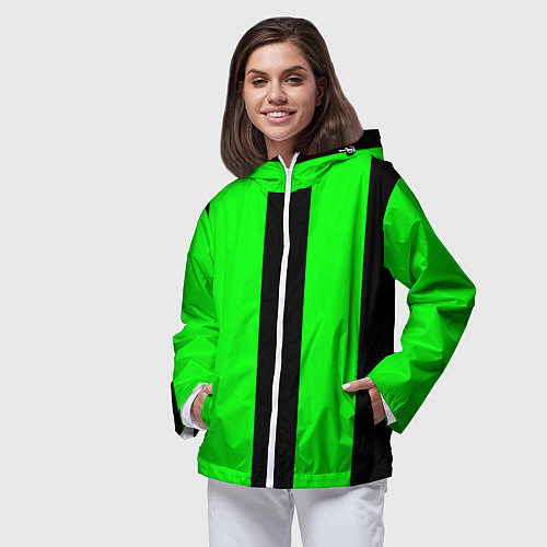 Женская ветровка Color green black line / 3D-Белый – фото 3