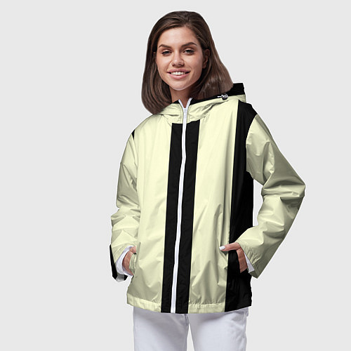 Женская ветровка Color black beige line / 3D-Белый – фото 3