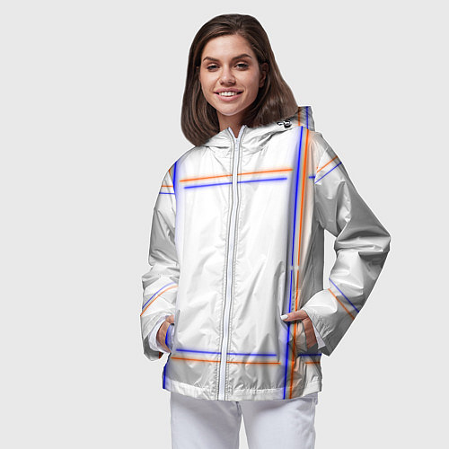 Женская ветровка Neon white orange light blue / 3D-Белый – фото 3