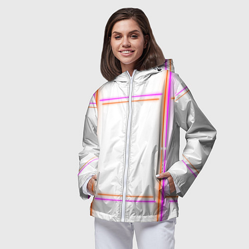 Женская ветровка Neon white orange pink / 3D-Белый – фото 3