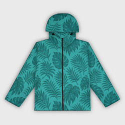 Ветровка с капюшоном женская Тропические листья - паттерн, цвет: 3D-черный