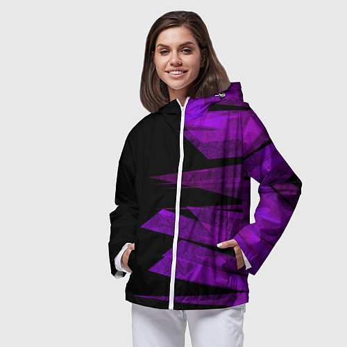 Женская ветровка Color purple black stripes / 3D-Белый – фото 3