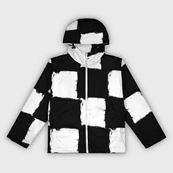 Ветровка с капюшоном женская Черные квадраты в виде шахматной доски, цвет: 3D-белый