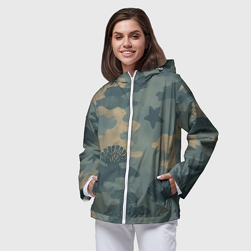 Женская ветровка Подводный текстурный камуфляж / 3D-Белый – фото 3