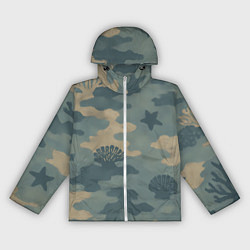Ветровка с капюшоном женская Подводный текстурный камуфляж, цвет: 3D-белый