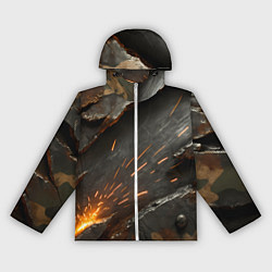 Ветровка с капюшоном женская Искры метала под камуфляжем, цвет: 3D-белый