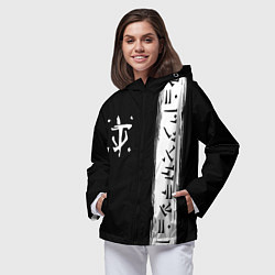 Ветровка с капюшоном женская Doom символы марса, цвет: 3D-черный — фото 2