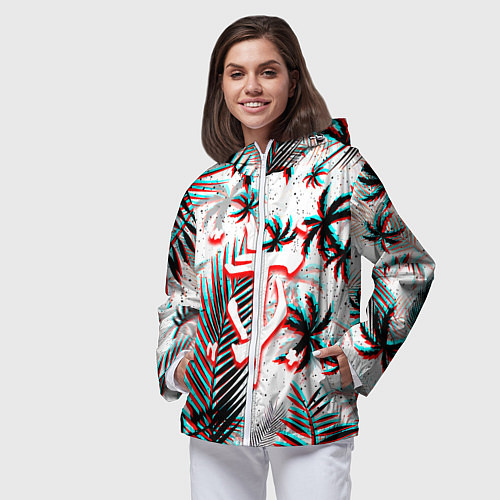 Женская ветровка Doom тропики глитч / 3D-Белый – фото 3