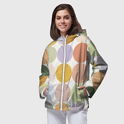 Ветровка с капюшоном женская Цветочный горошек, цвет: 3D-белый — фото 2