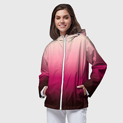 Ветровка с капюшоном женская Градиент transcendent pink омбре, цвет: 3D-белый — фото 2