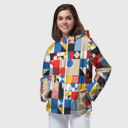 Ветровка с капюшоном женская Геометрический балаган, цвет: 3D-белый — фото 2