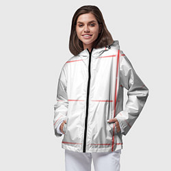 Ветровка с капюшоном женская Color white red stripes, цвет: 3D-черный — фото 2