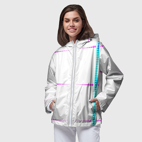 Женская ветровка Color white blue pink stripes / 3D-Белый – фото 3